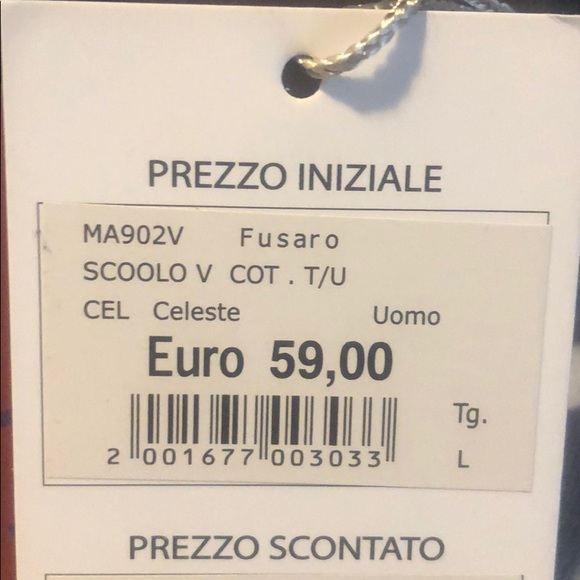 Fusaro Gold Cotton V-Neck Sweater - Picture 3 of 3